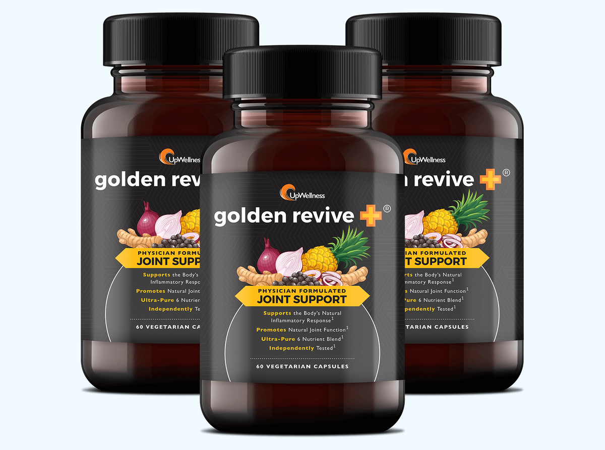 UpWellness Golden Revive + Joint Support Supplement Featuring Turmeric with Black Pepper, Quercetin, and Magnesium- Turmeric Boswellia Supplement - 6 Active Ingredients for Joint Care - 60 Capsules